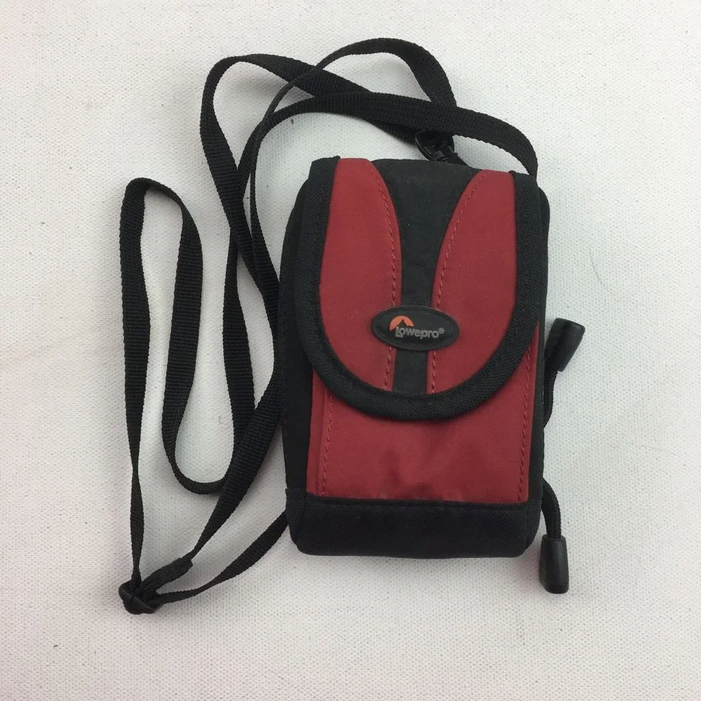 Lowe Pro Red Black Camera Carrying Case Shoulder Neck Strap Belt Loop